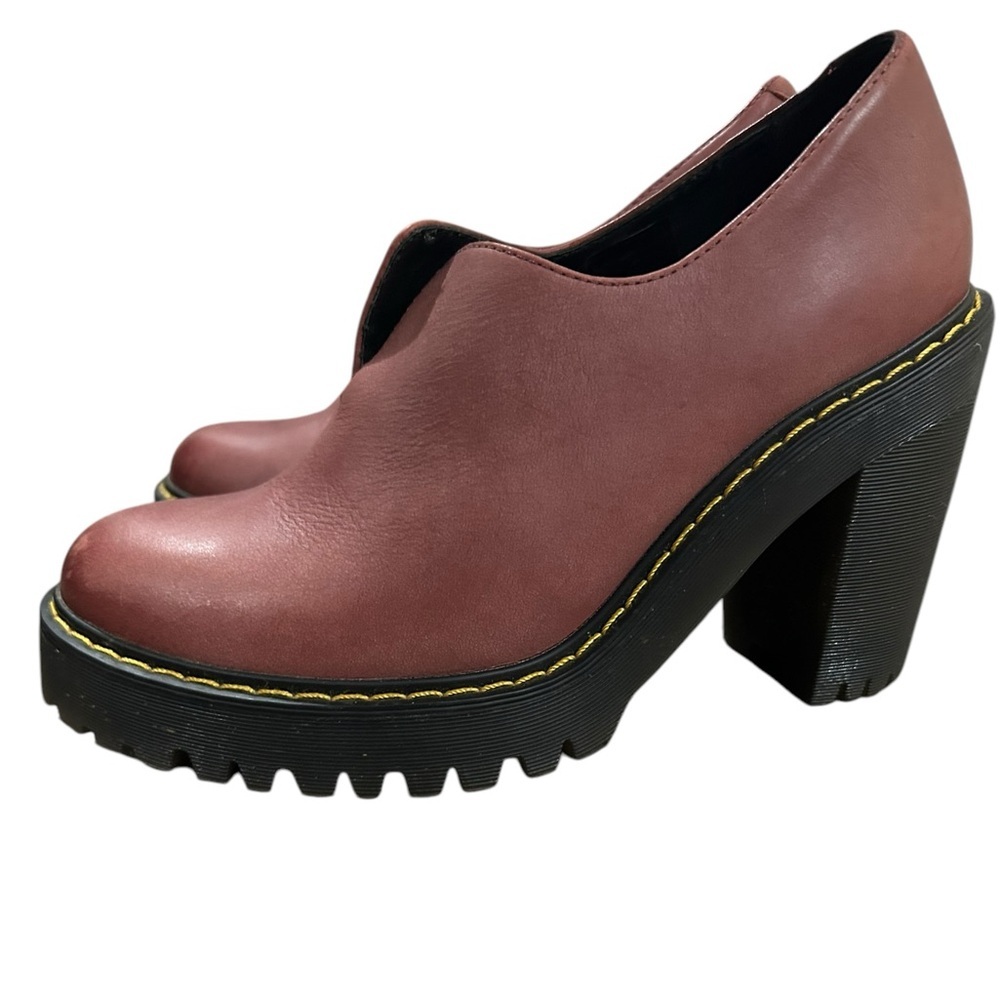 Dr Martens Burgundy Leather Cordelia slip-on-lug Sole heeled ankle Boot size 6